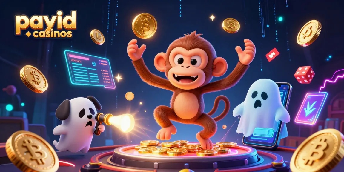 Experience thrilling action with payid casinos showcasing a playful poltergeist monkey and a ghost-hunter puppy.